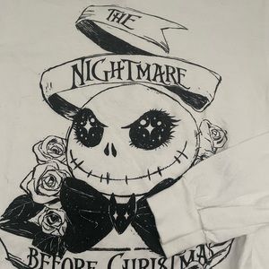 Disney The Nightmare Before Christmas White Cropped Long Sleeve Size Small
